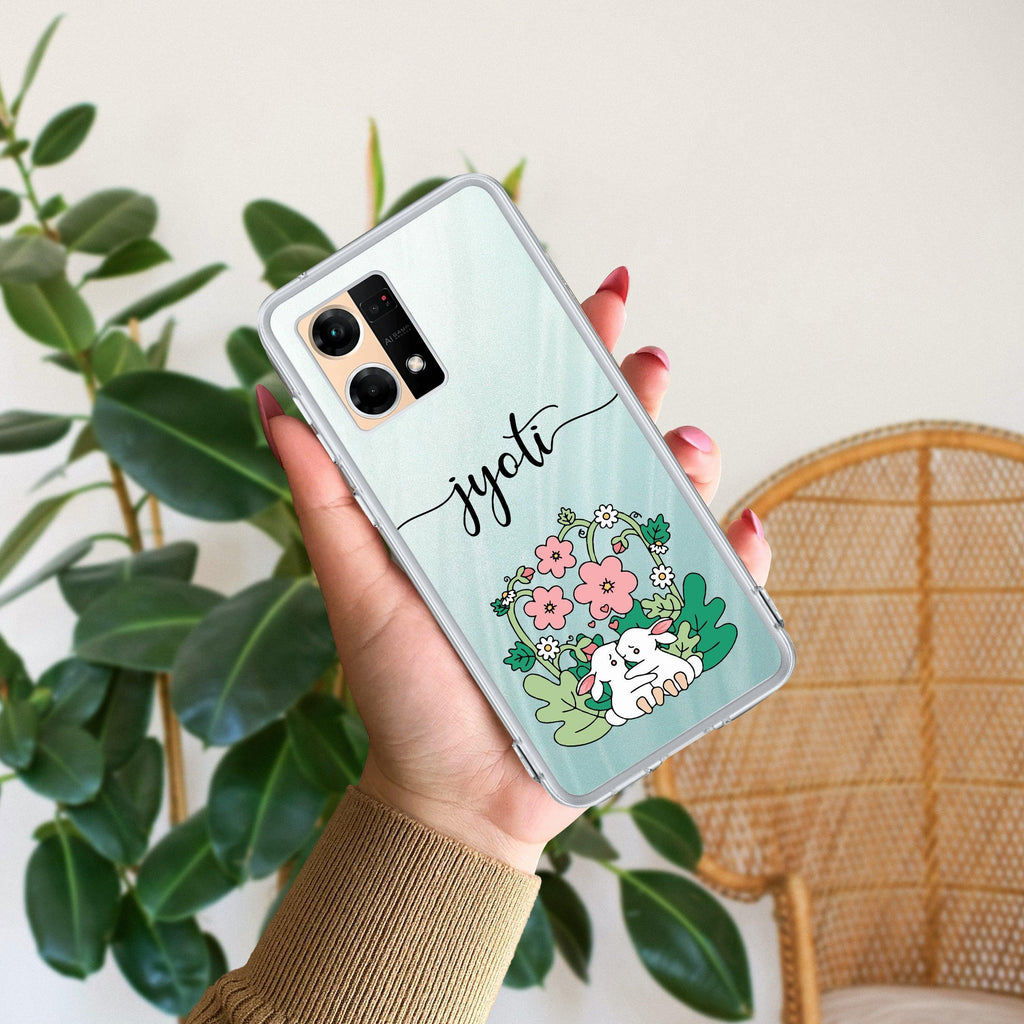 Cute Bunny Customize Anti Yellow Case V2 For Oppo F21 Pro (4G)