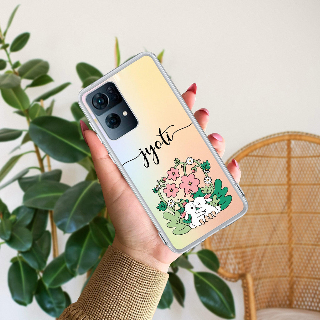 Cute Bunny Customize Anti Yellow Case V2 For Oppo Reno 7 Pro 5G