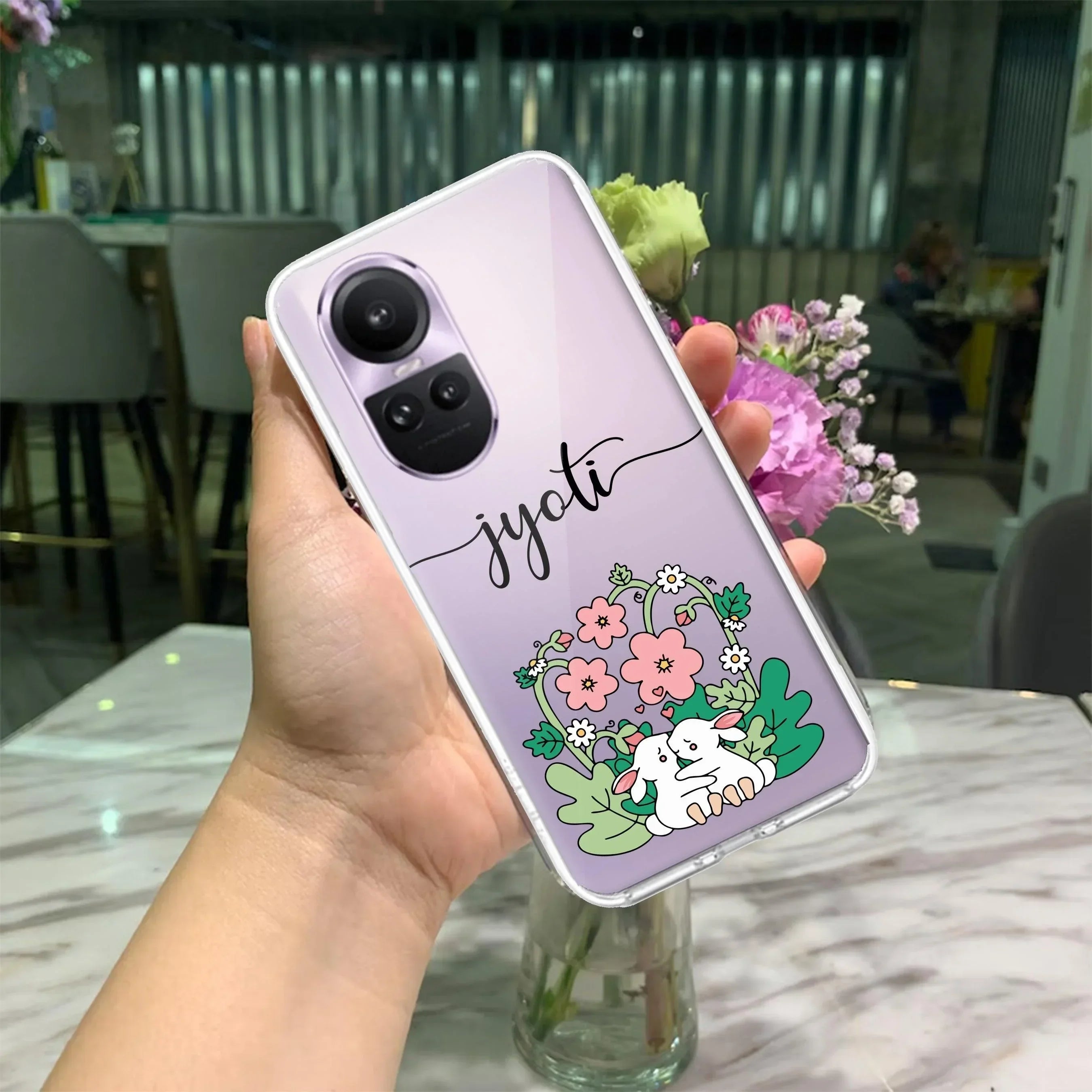 Cute Bunny Customize Anti Yellow Case V2 For Oppo Reno 10 5G
