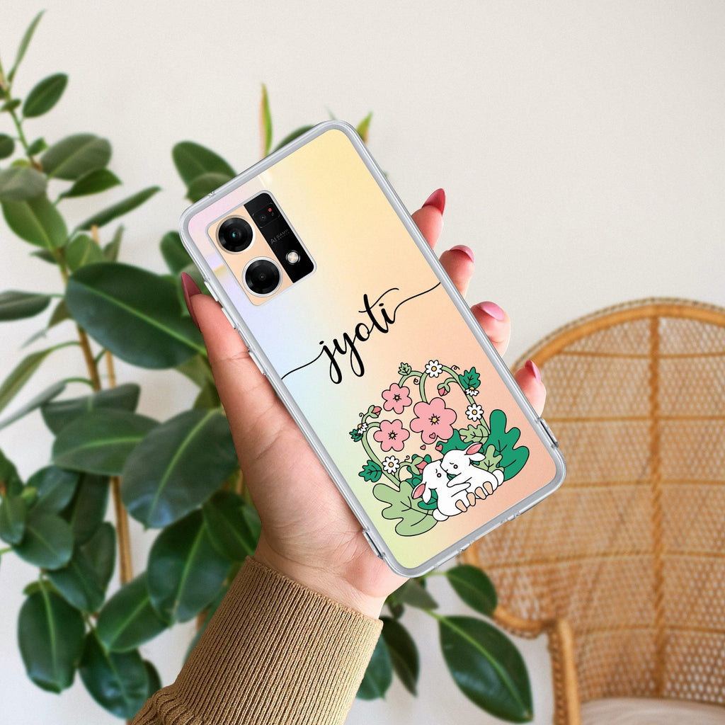 Cute Bunny Customize Anti Yellow Case V2 For Oppo Reno 7 5G