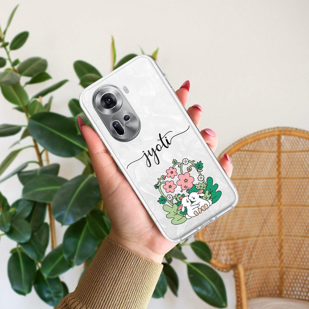 Cute Bunny Customize Anti Yellow Case V2 For Oppo Reno 11 5G