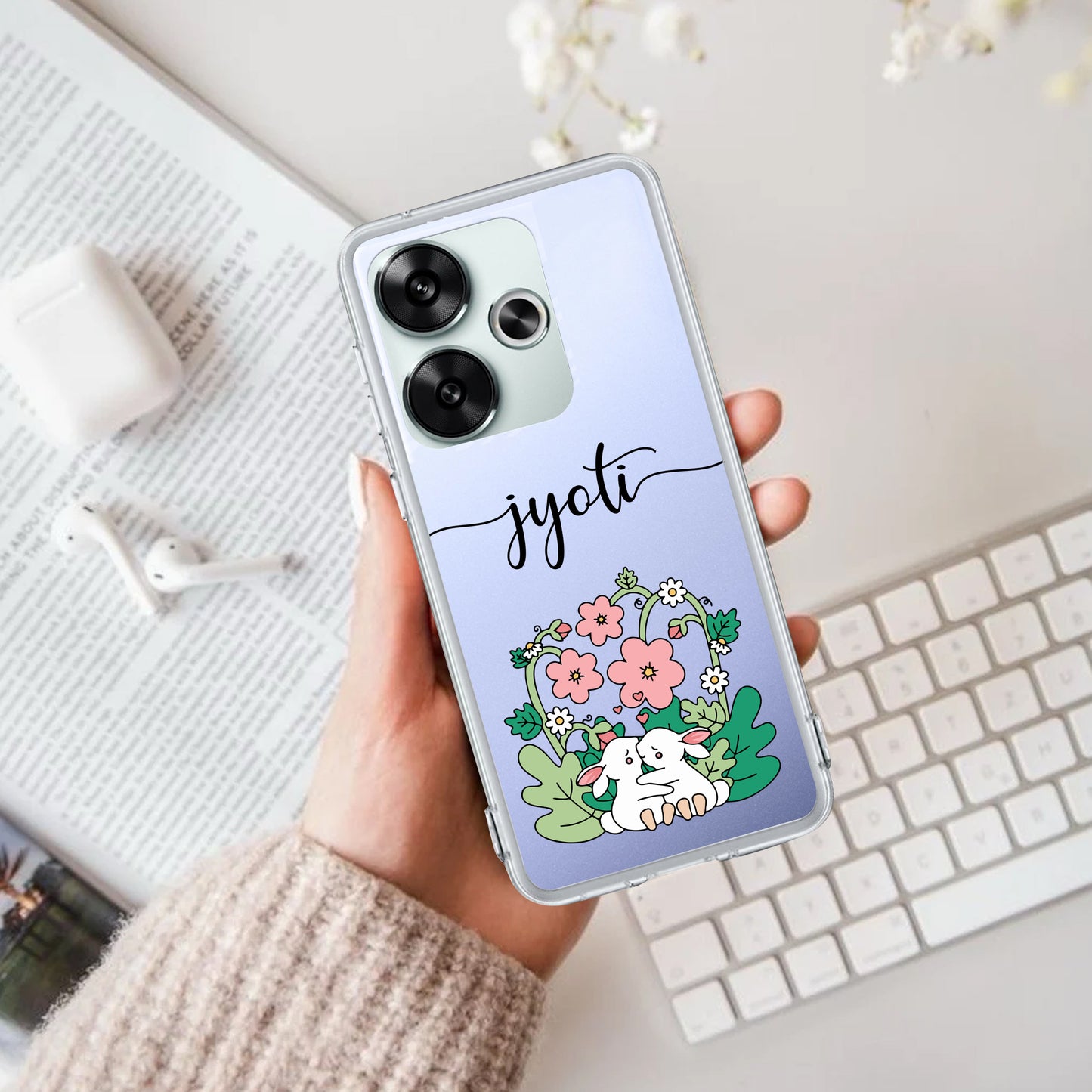 Cute Bunny Customize Transparent Silicon Case V2 For Poco - ShopOnCliQ