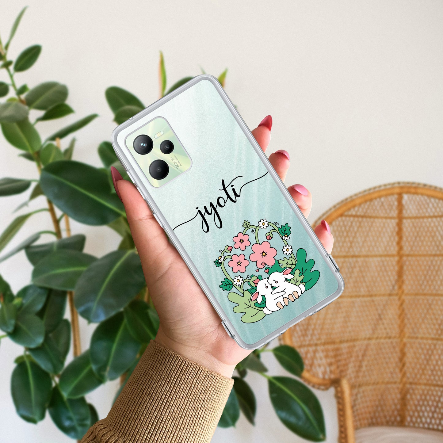 Cute Bunny Customize Transparent Silicon Case V2 For Realme/Narzo ShopOnCliQ