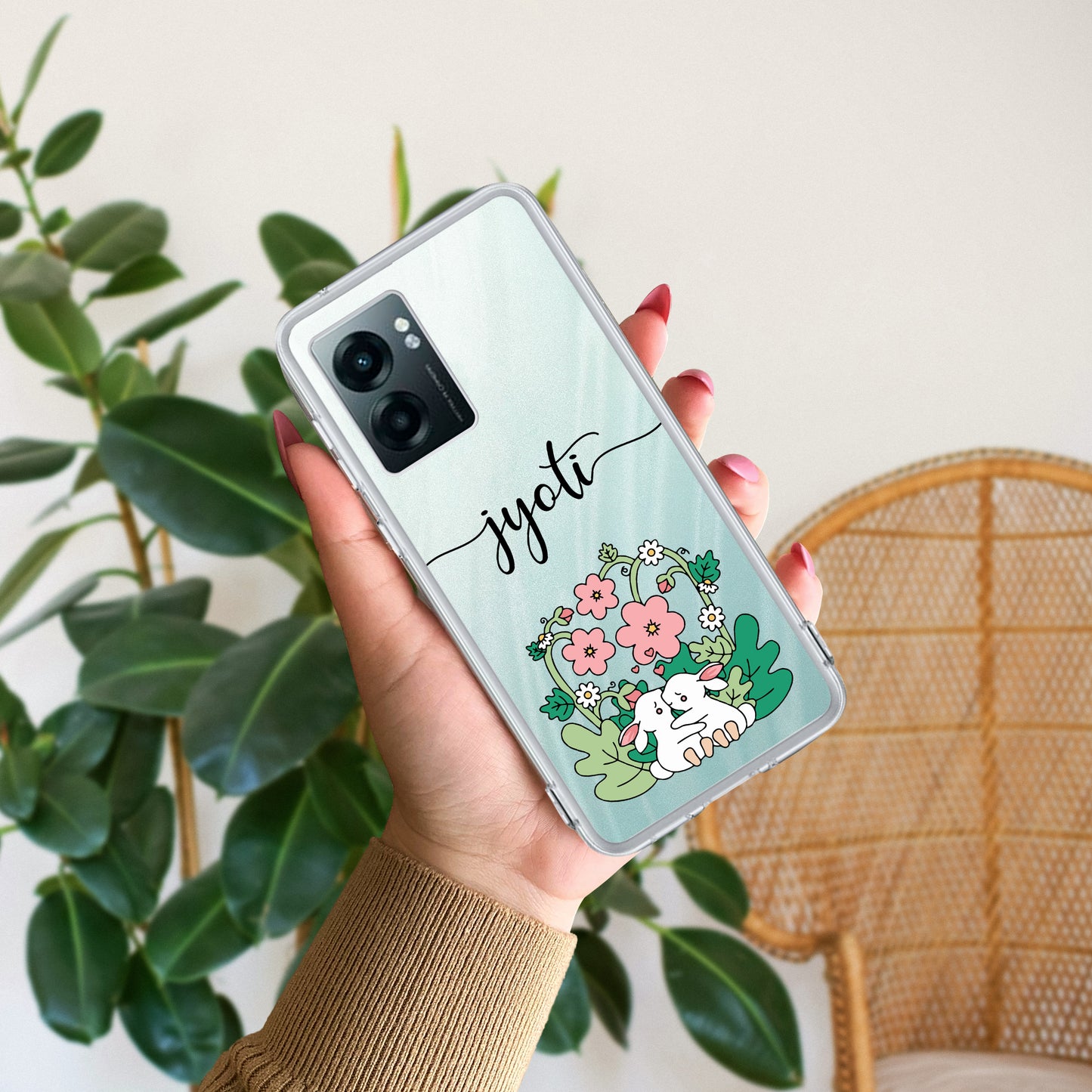 Cute Bunny Customize Transparent Silicon Case V2 For Realme/Narzo ShopOnCliQ