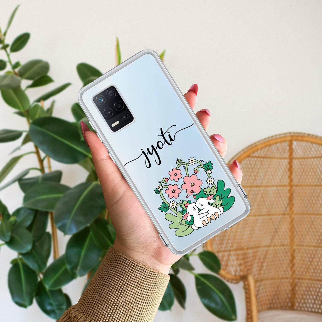 Cute Bunny Customize Anti Yelllow Case V2 For Realme 8 5G / Realme 8s 5G / Realme 9 5G / Realme Narzo 30 5G