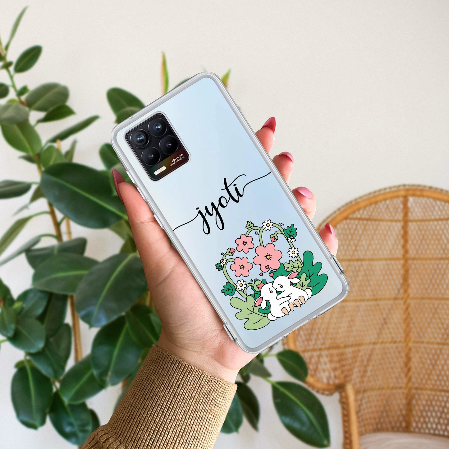 Cute Bunny Customize Transparent Silicon Case V2 For Realme/Narzo ShopOnCliQ