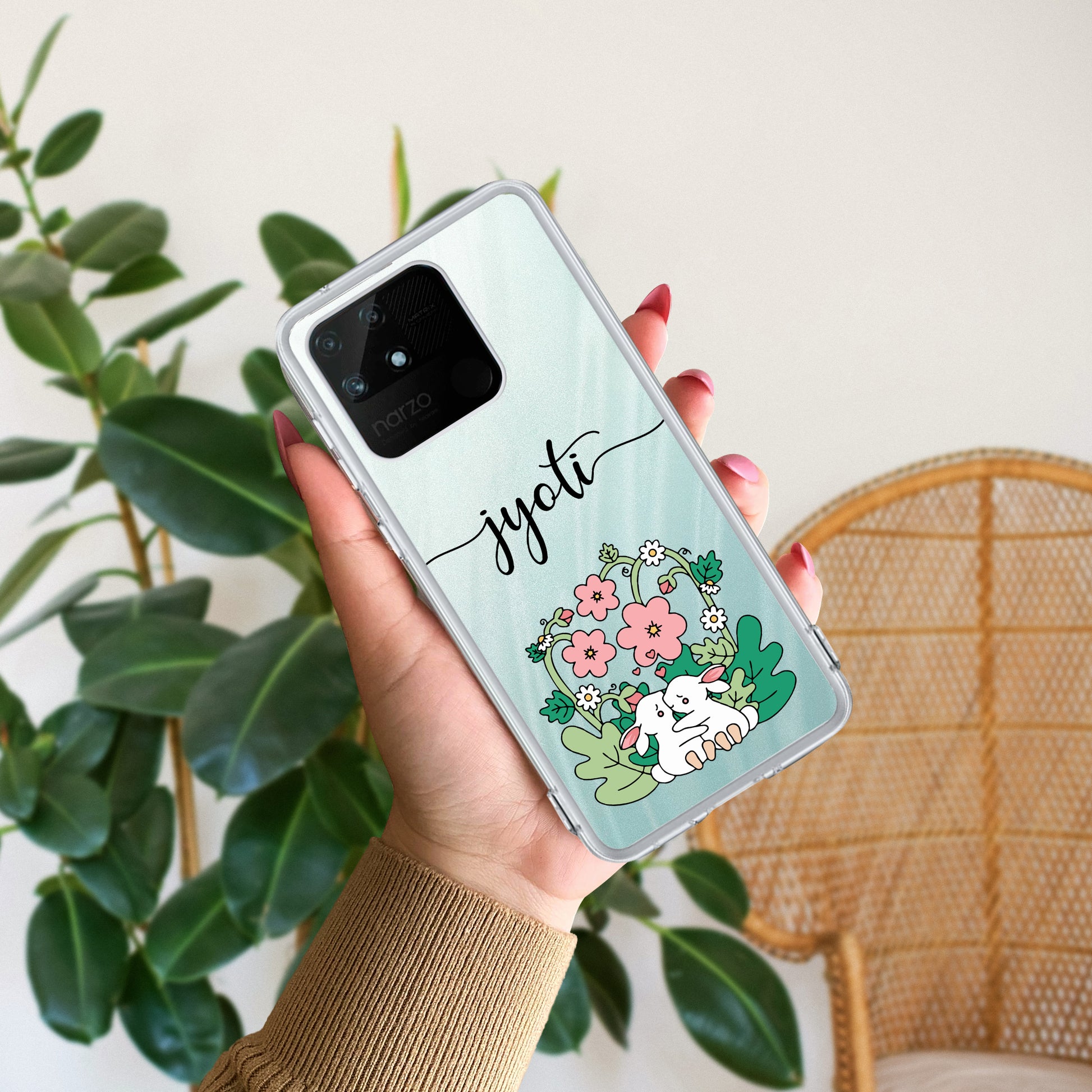 Cute Bunny Customize Transparent Silicon Case V2 For Realme/Narzo ShopOnCliQ