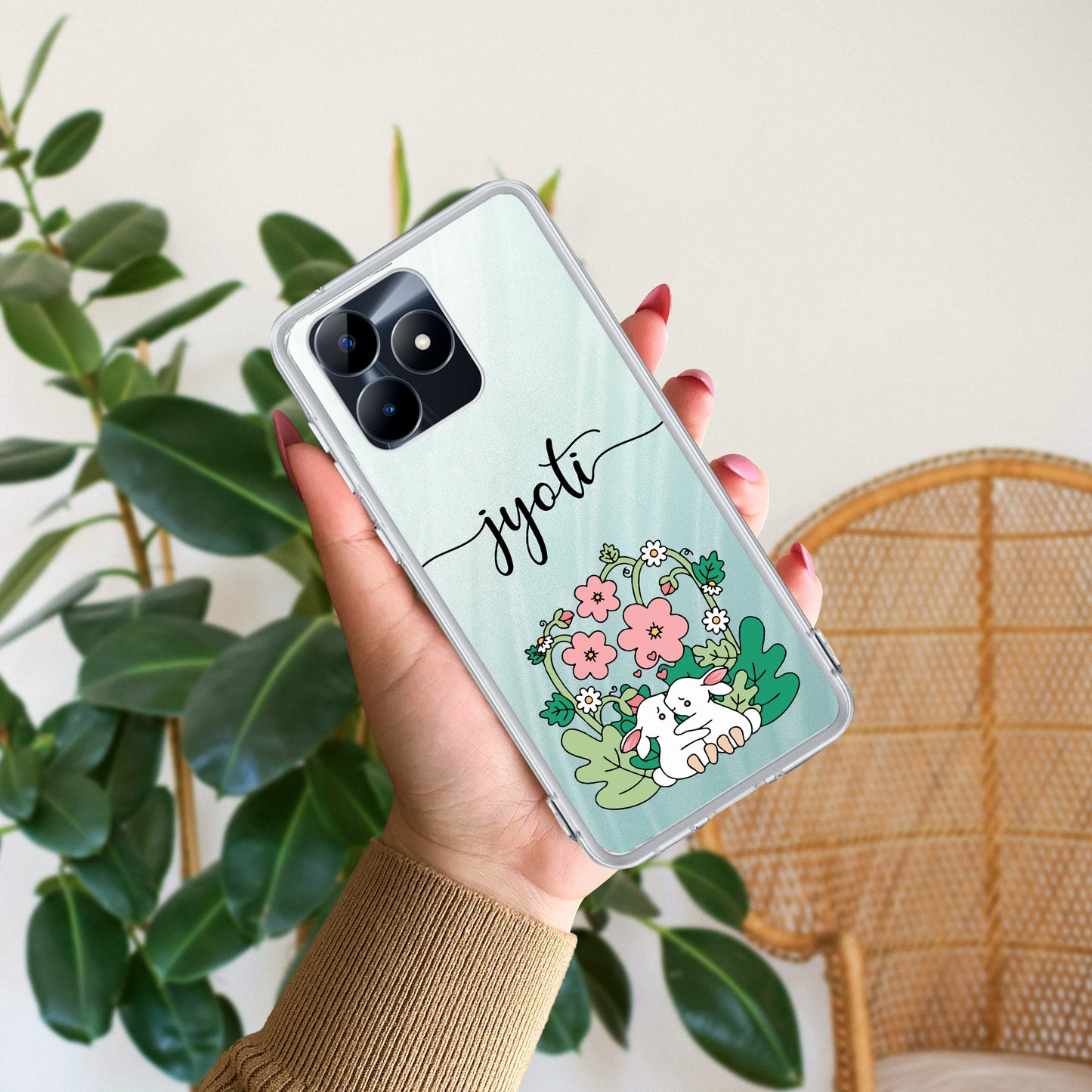 Cute Bunny Customize Transparent Silicon Case V2 For Realme/Narzo ShopOnCliQ