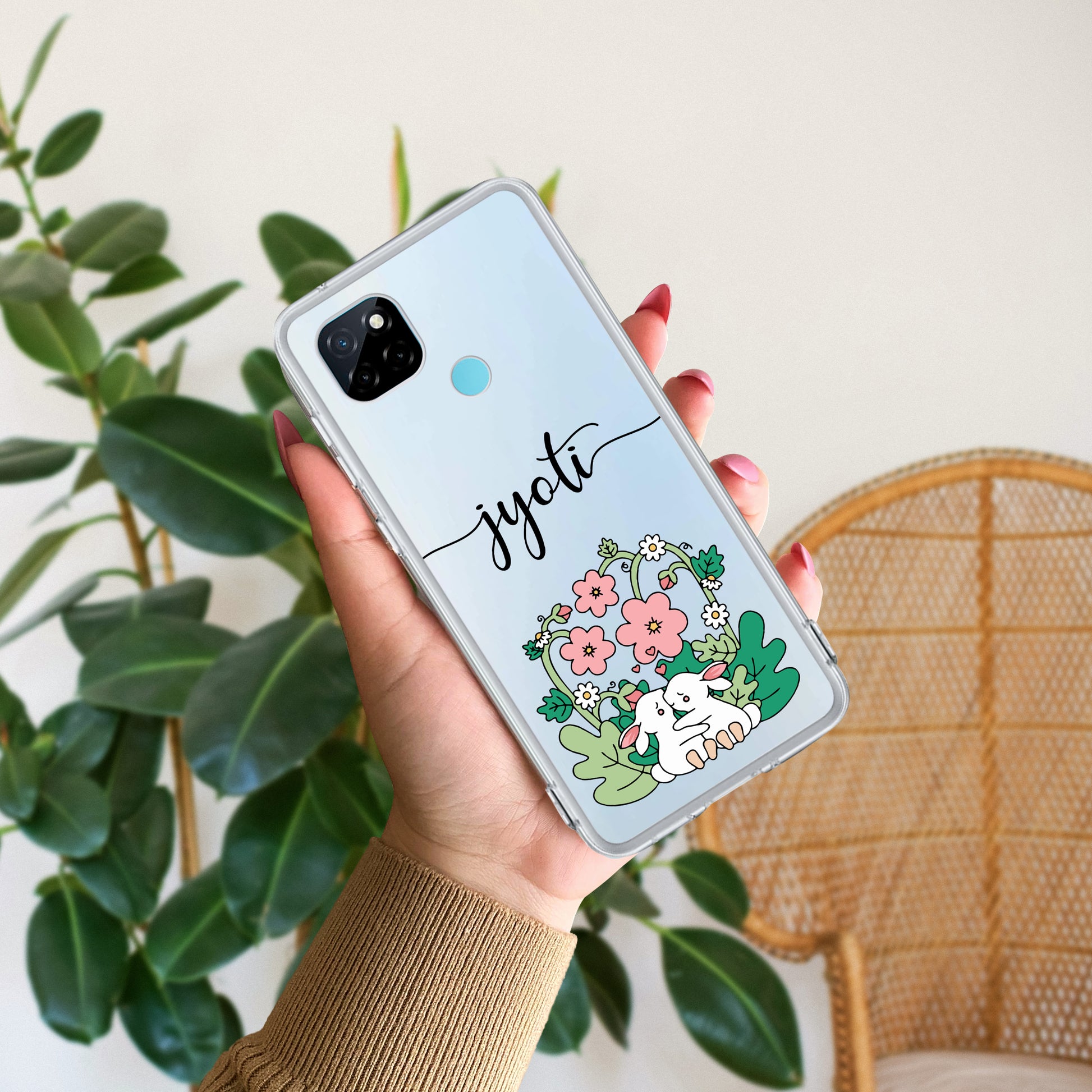 Cute Bunny Customize Transparent Silicon Case V2 For Realme/Narzo ShopOnCliQ