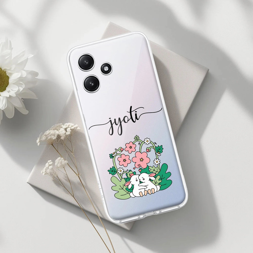 Cute Bunny Customize Transparent Silicon Case V2 For Redmi 13 5G
