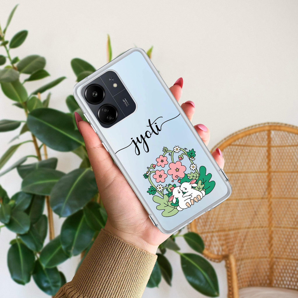 Cute Bunny Customize Transparent Silicon Case V2 For Mi 10i