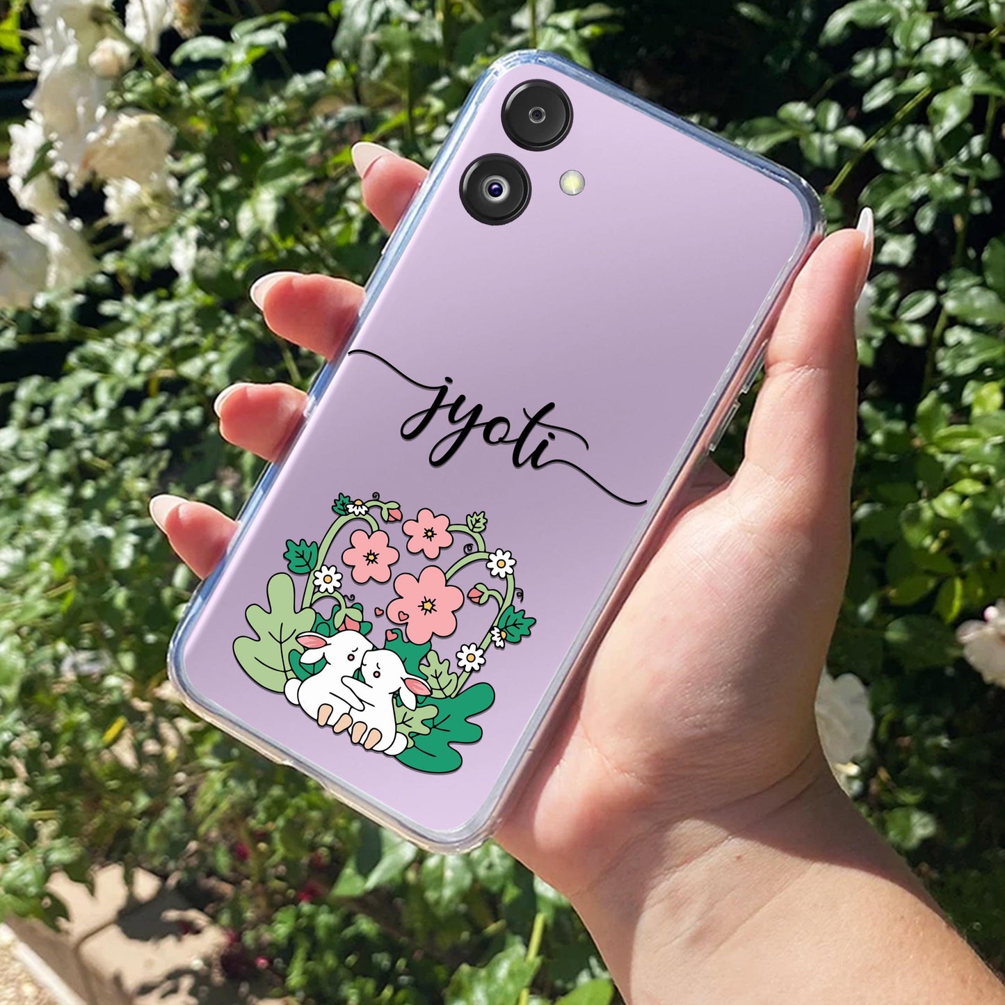 Cute Bunny Customize Transparent Silicon Case V2 For Samsung
