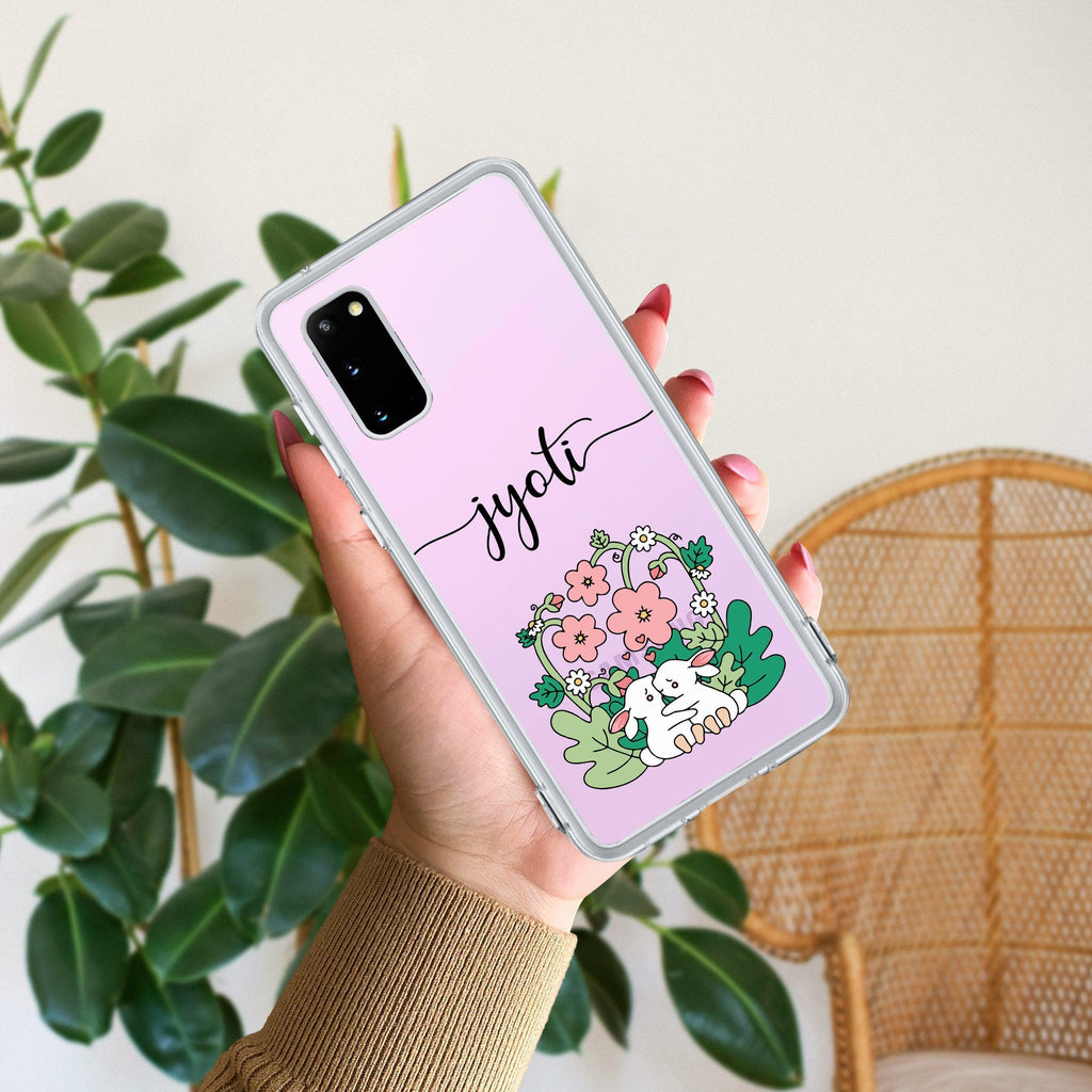 Cute Bunny Customize Transparent Silicon Case V2 For Samsung Galaxy A36 5G
