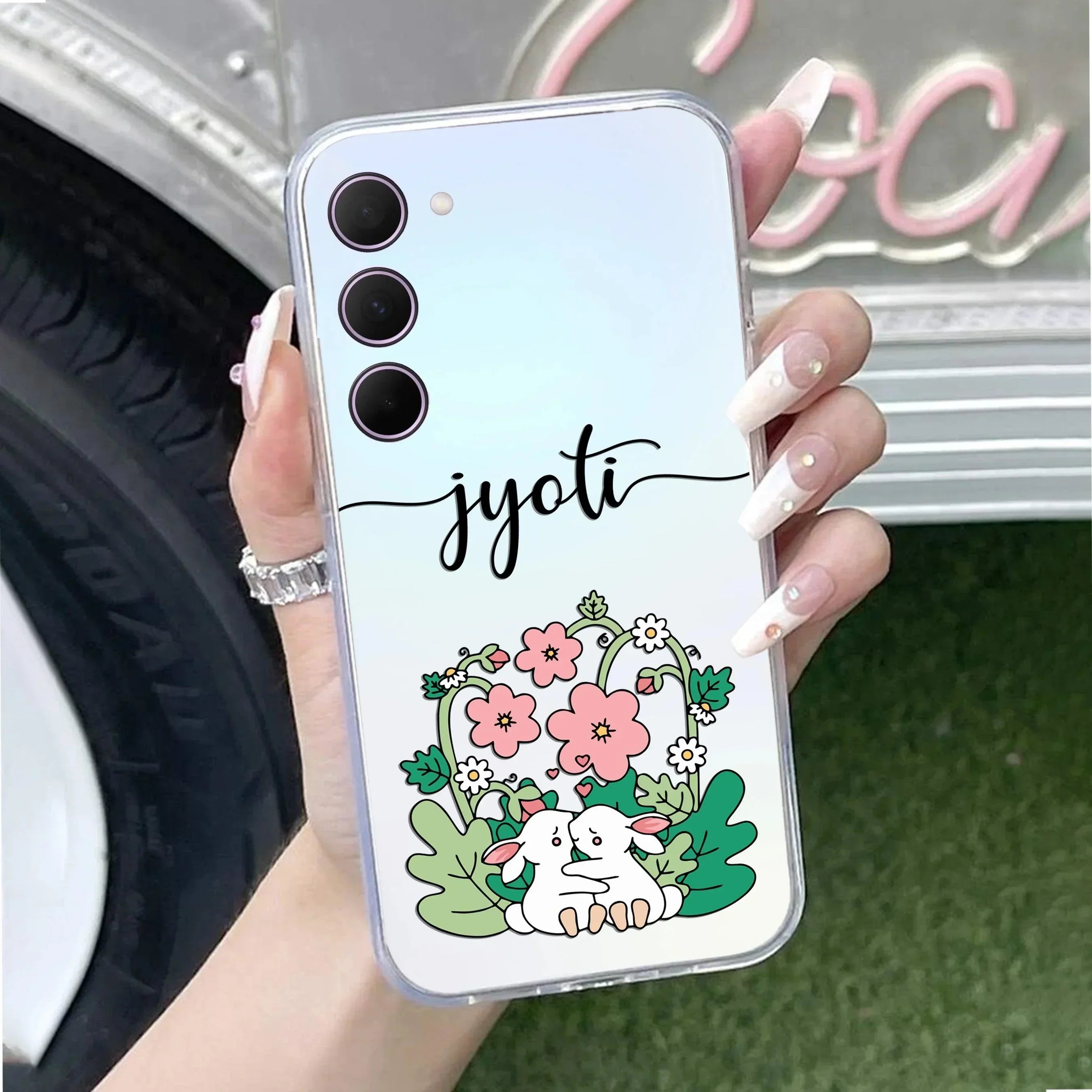 Cute Bunny Customize Transparent Silicon Case V2 For Samsung