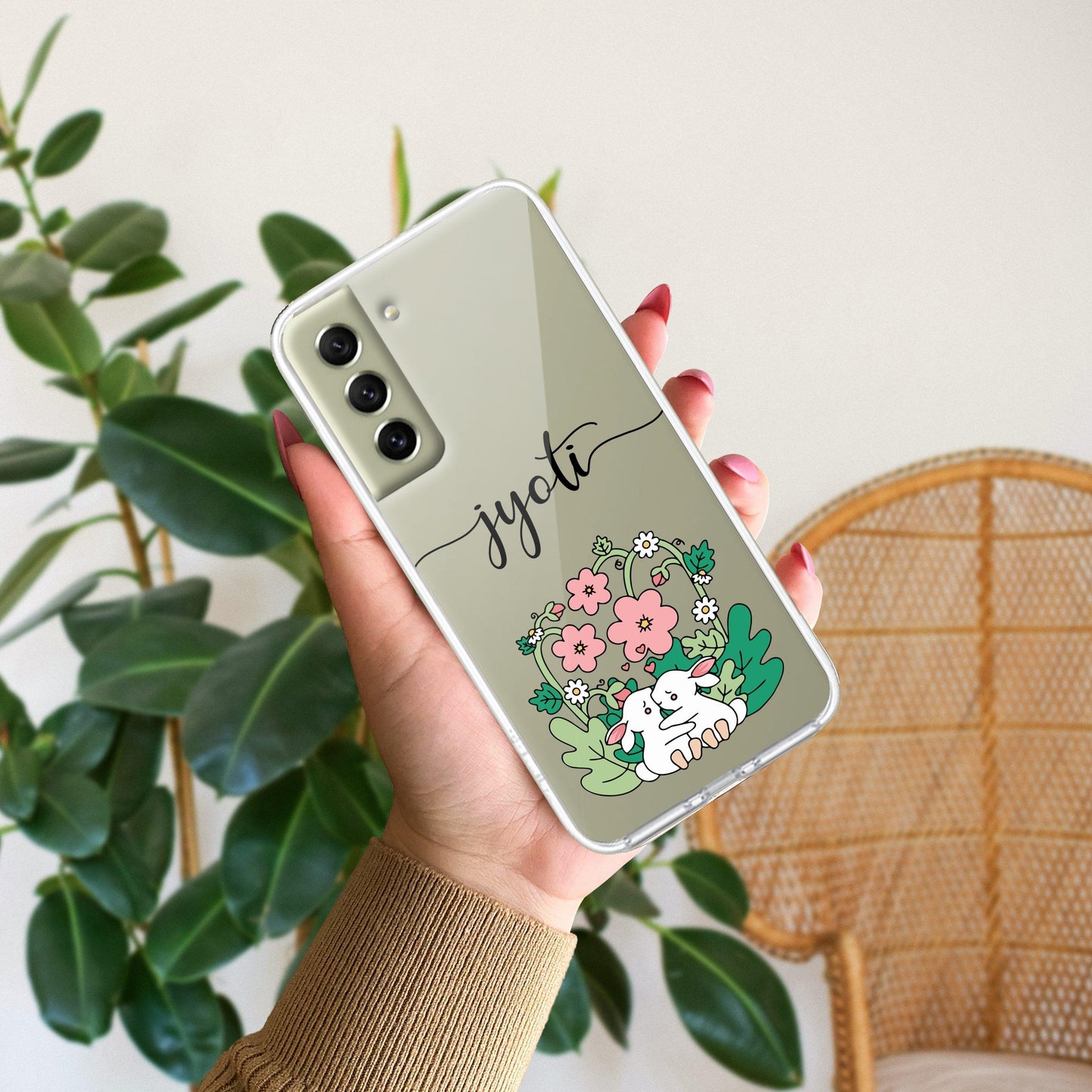 Cute Bunny Customize Transparent Silicon Case V2 For Samsung