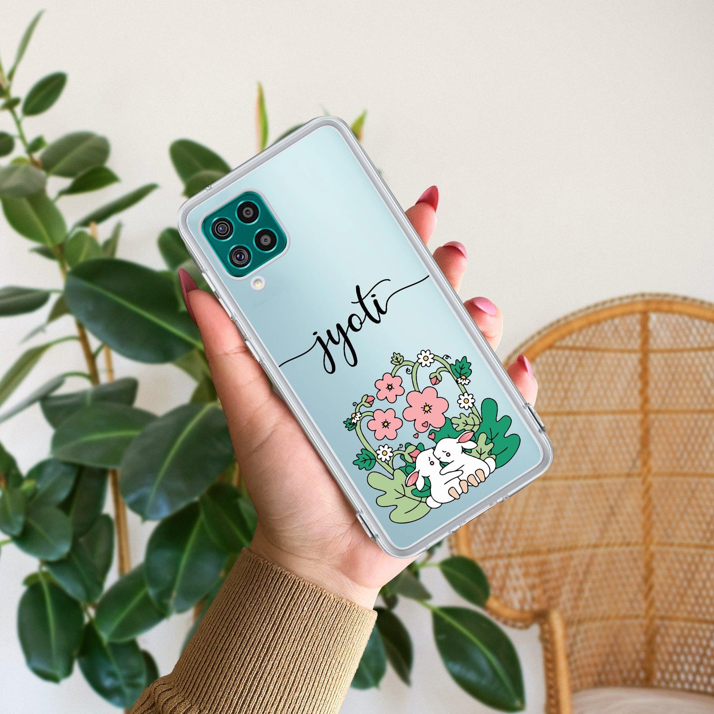 Cute Bunny Customize Transparent Silicon Case V2 For Samsung