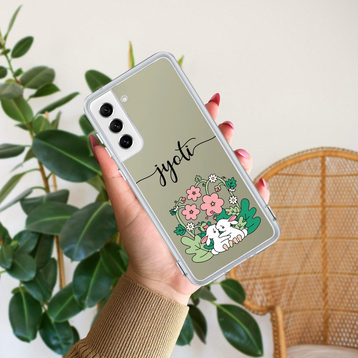 Cute Bunny Customize Transparent Silicon Case V2 For Samsung