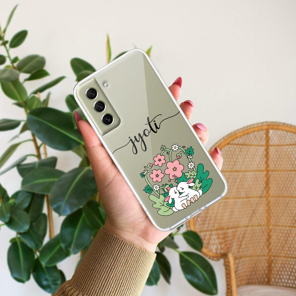 Cute Bunny Customize Transparent Silicon Case V2 For Samsung Galaxy A32 4G