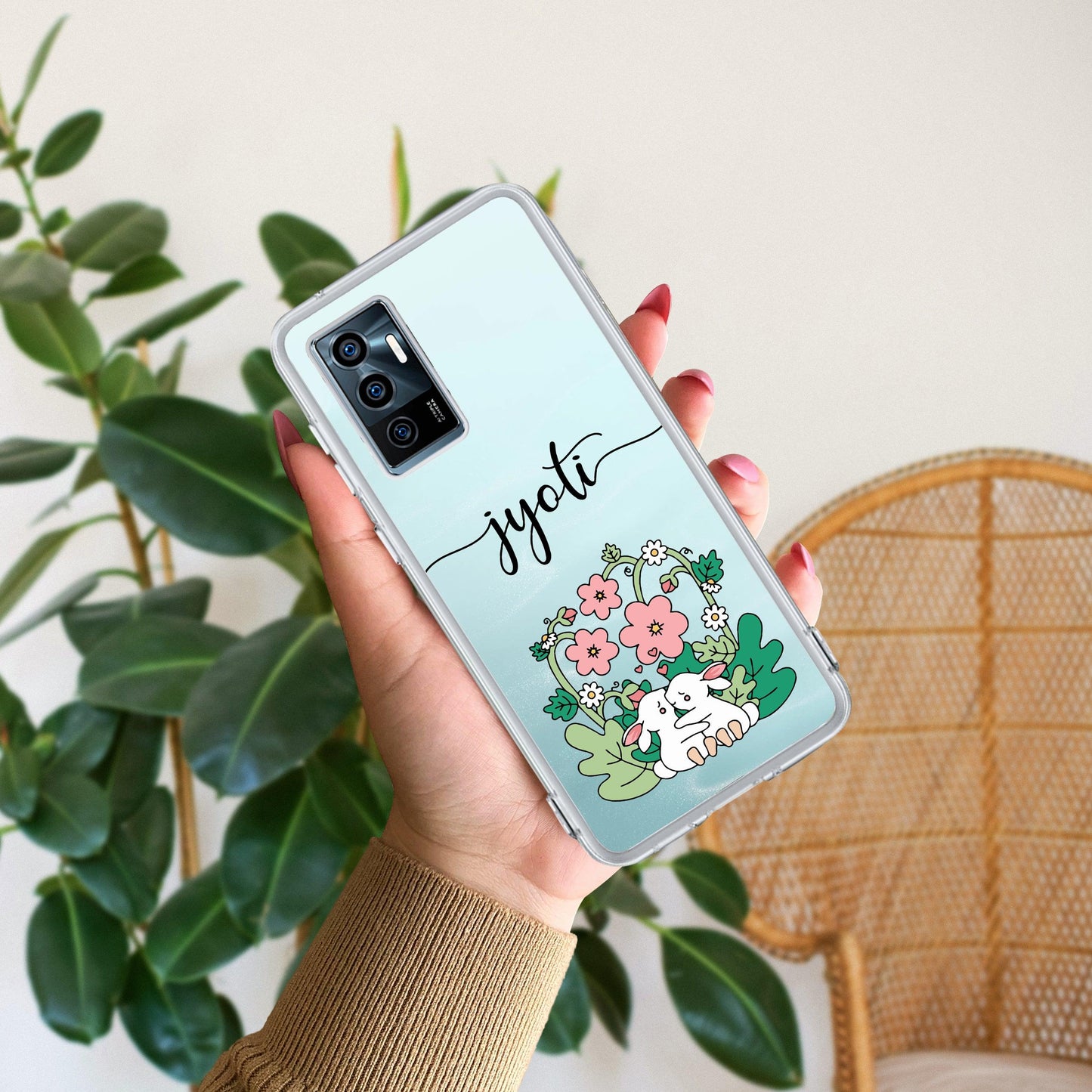 Cute Bunny Customize Transparent Silicon Case V2 For Vivo