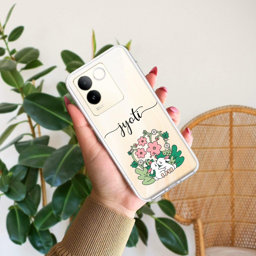 Cute Bunny Customize Transparent Silicon Case V2 For Vivo T3 5G