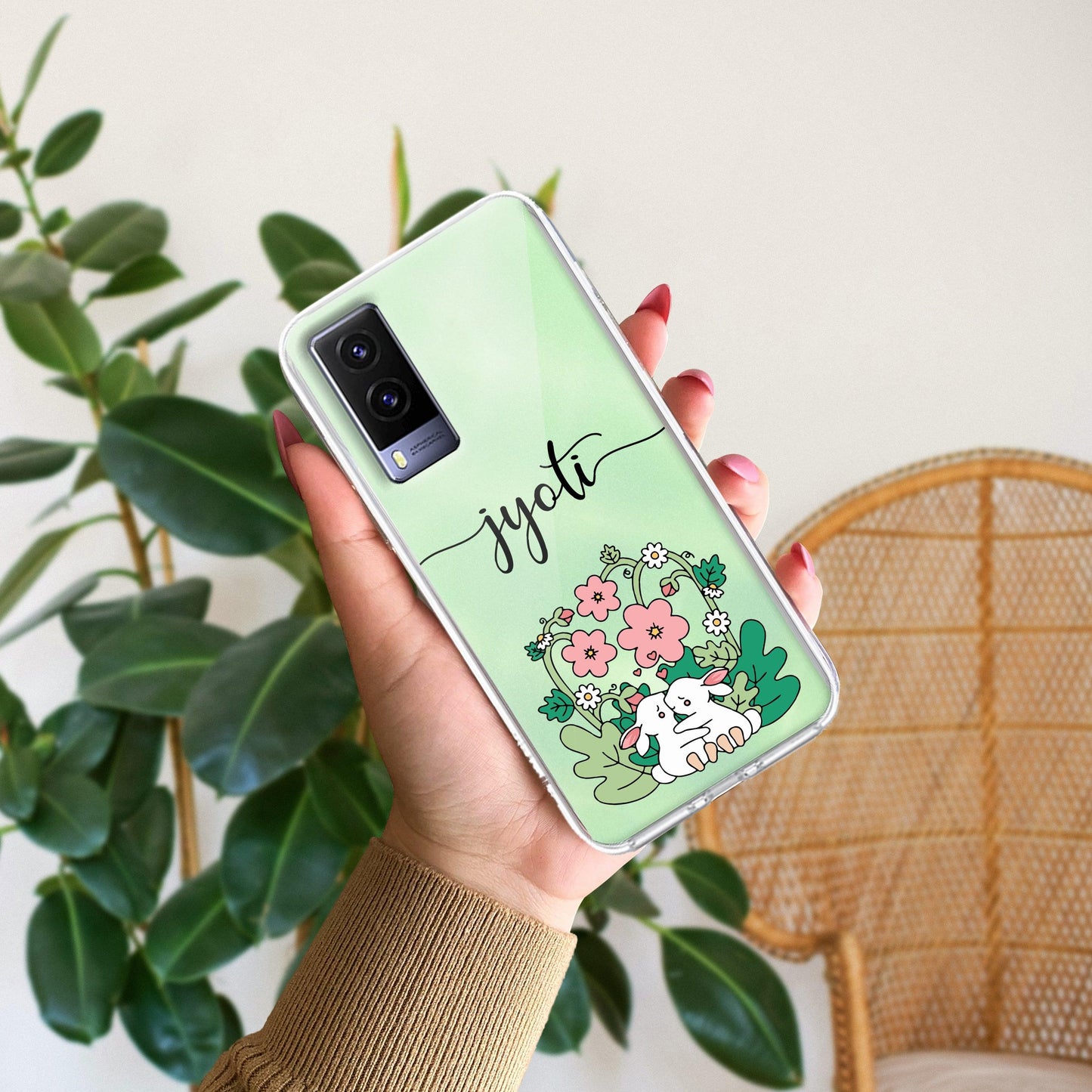 Cute Bunny Customize Transparent Silicon Case V2 For Vivo