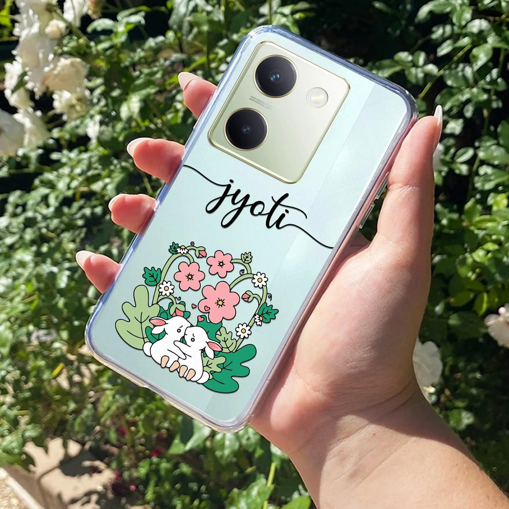 Cute Bunny Customize Transparent Silicon Case V2 For Vivo Y75 4G