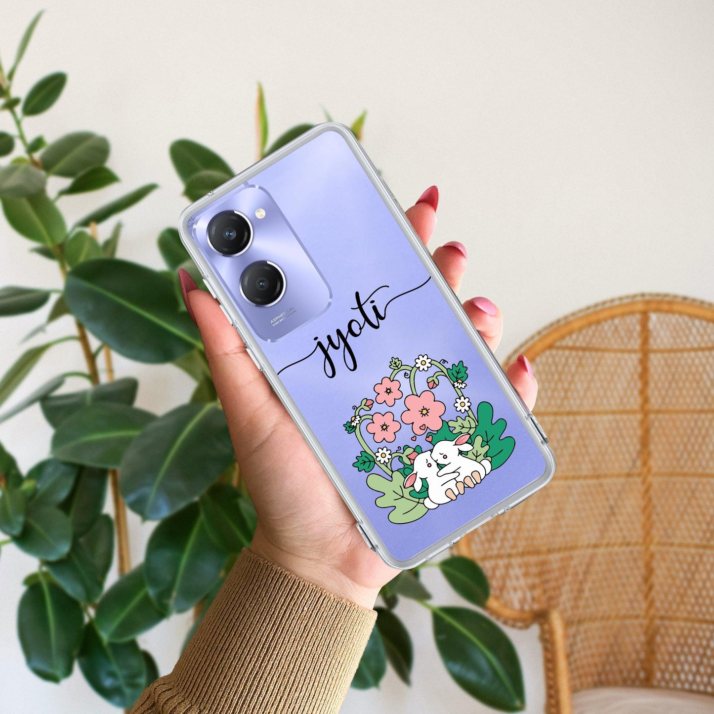 Cute Bunny Customize Transparent Silicon Case V2 For Vivo