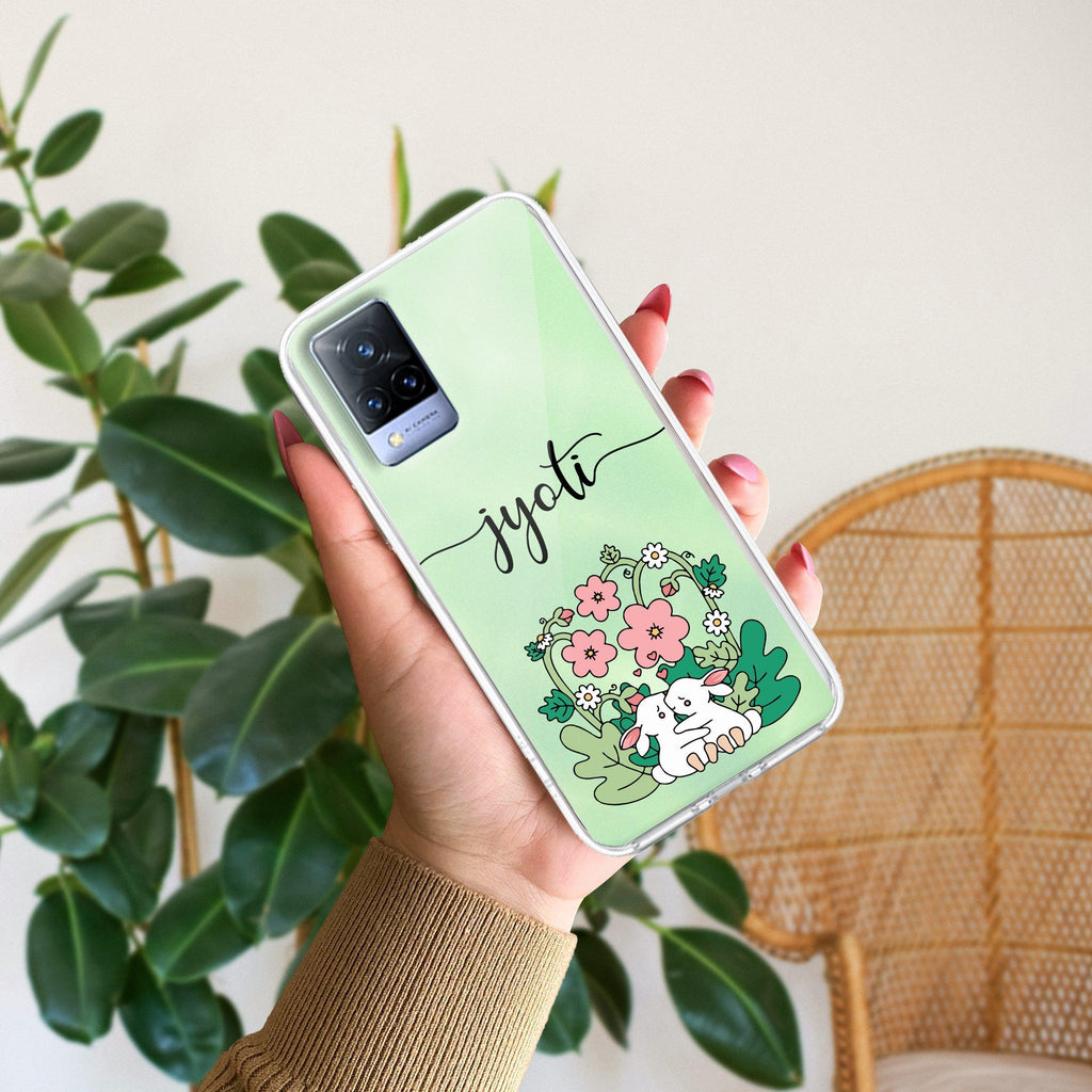 Cute Bunny Customize Transparent Silicon Case V2 For Vivo V20 SE