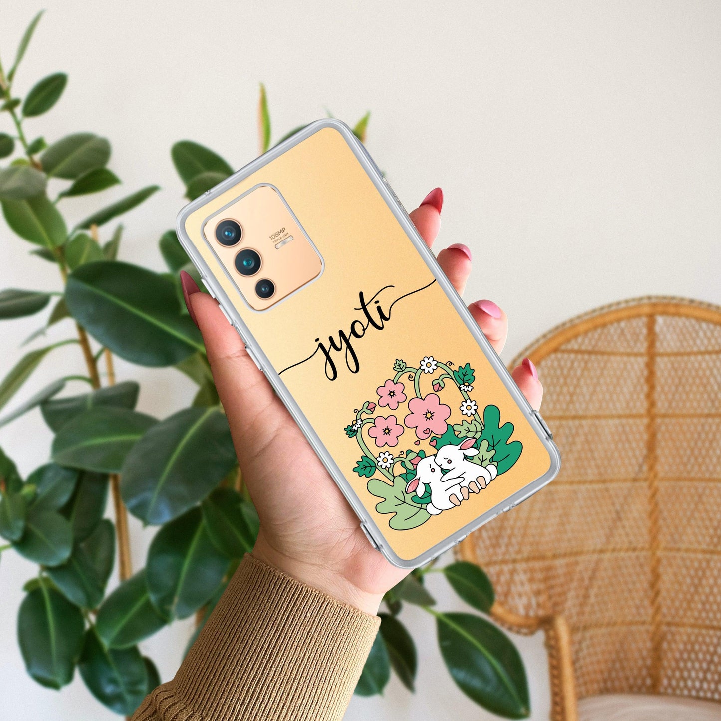 Cute Bunny Customize Transparent Silicon Case V2 For Vivo