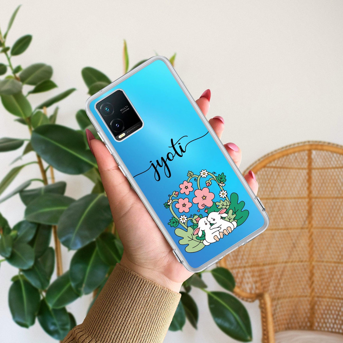 Cute Bunny Customize Transparent Silicon Case V2 For Vivo
