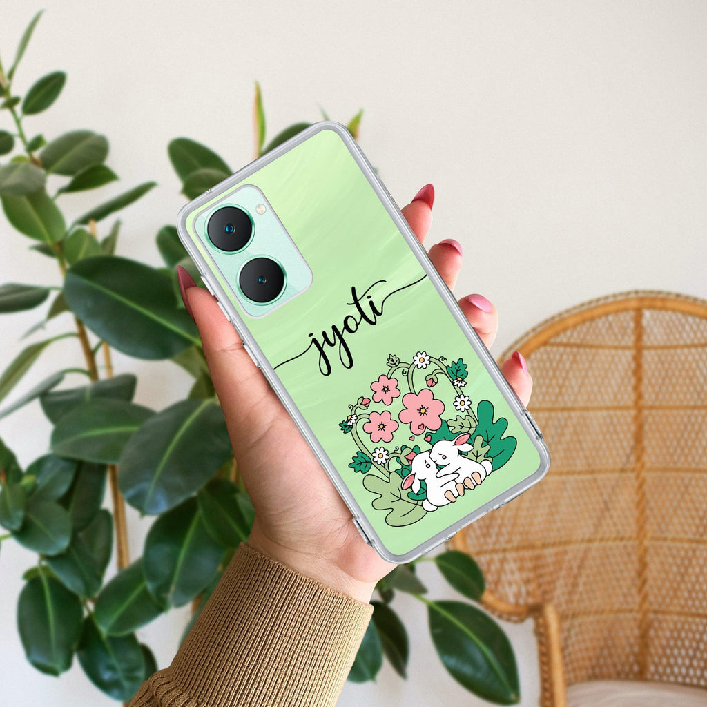 Cute Bunny Customize Transparent Silicon Case V2 For Vivo X90 Pro Plus 5G