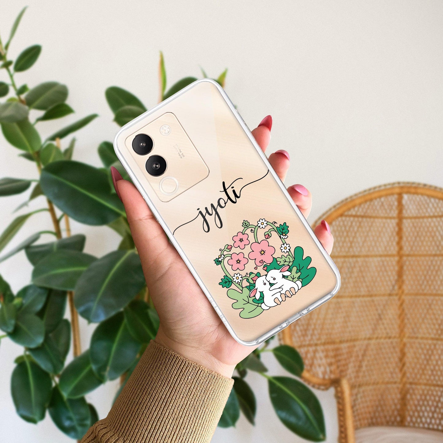 Cute Bunny Customize Transparent Silicon Case V2 For Vivo