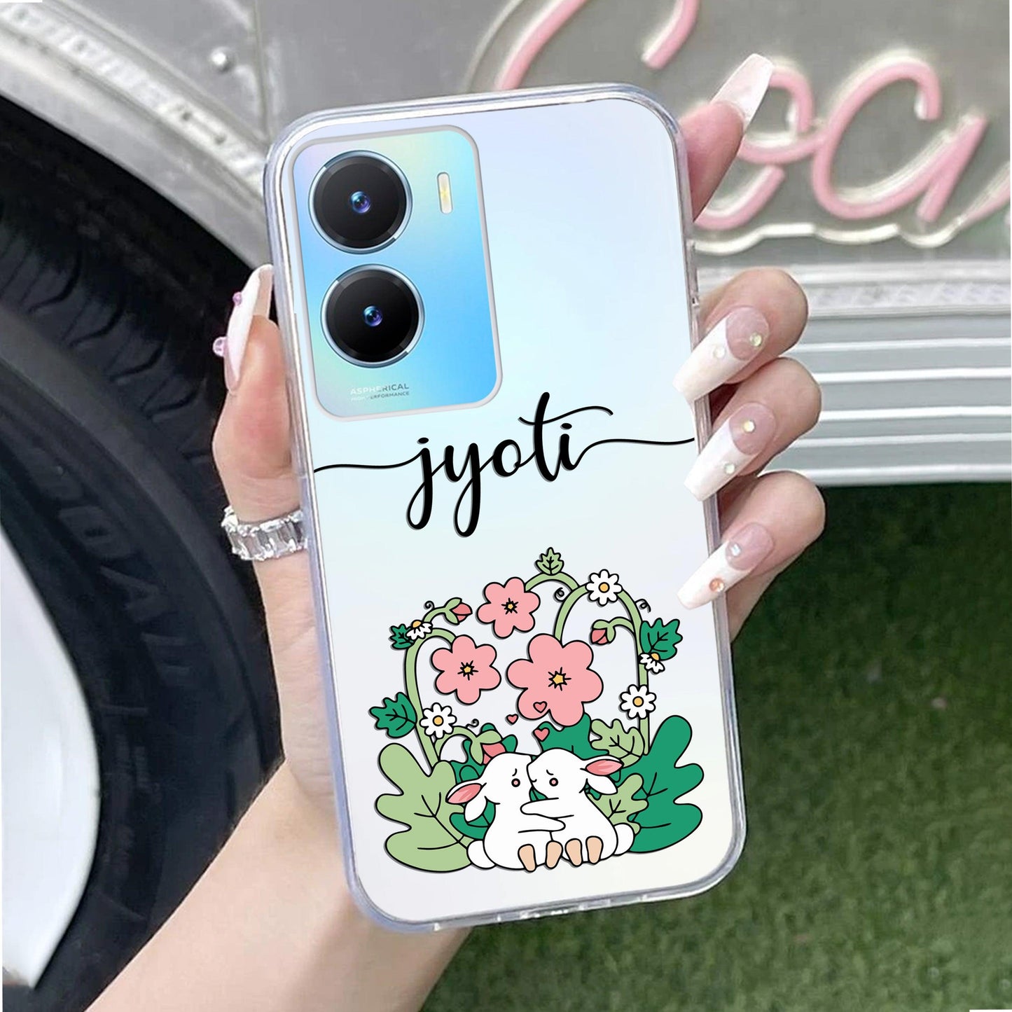 Cute Bunny Customize Transparent Silicon Case V2 For Vivo