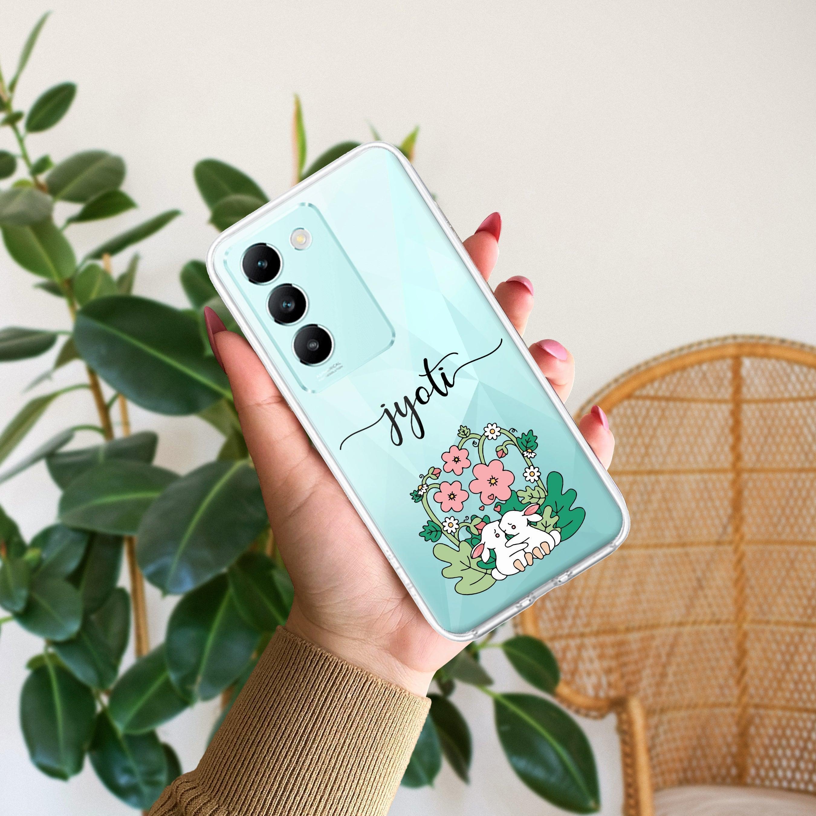 Cute Bunny Customize Transparent Silicon Case V2 For Vivo T2 Pro 5G