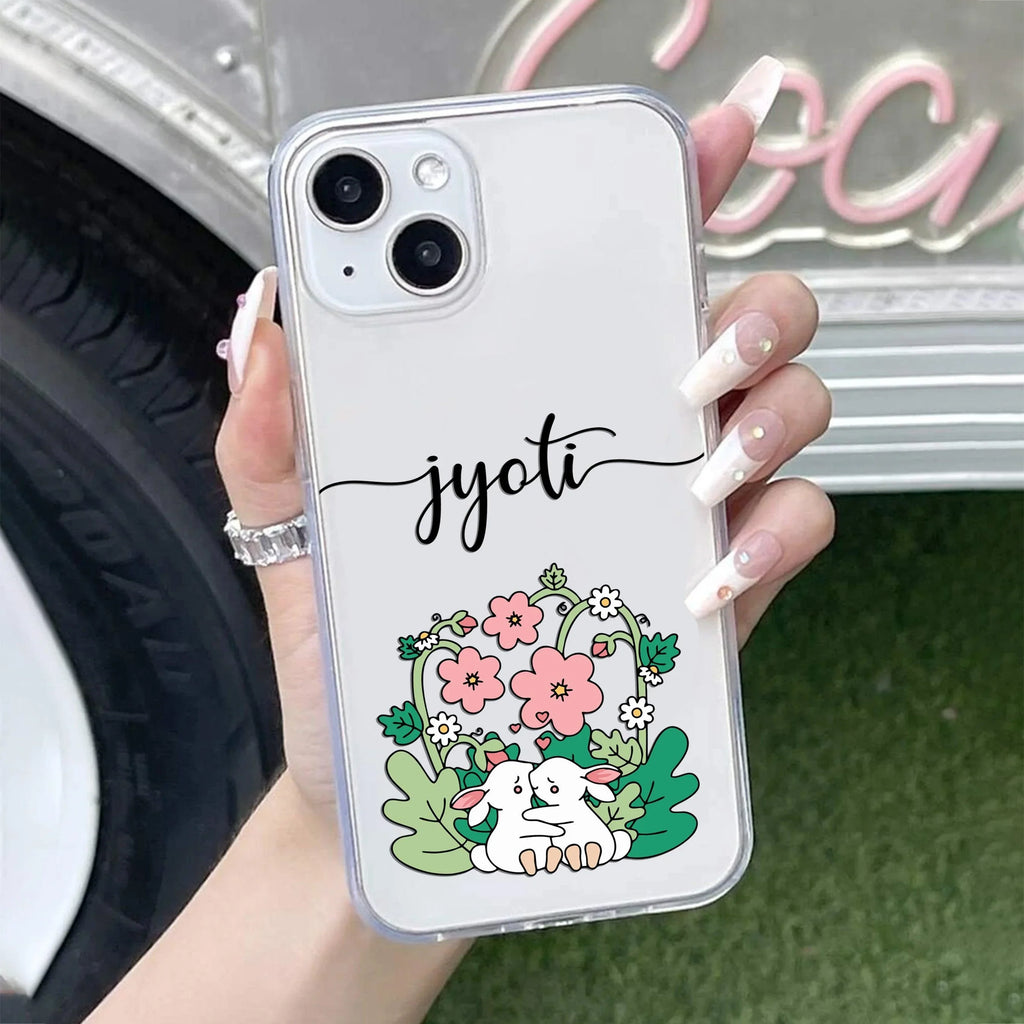 Cute Bunny Customize Anti Yellow Case V2 For iPhone 15 Plus