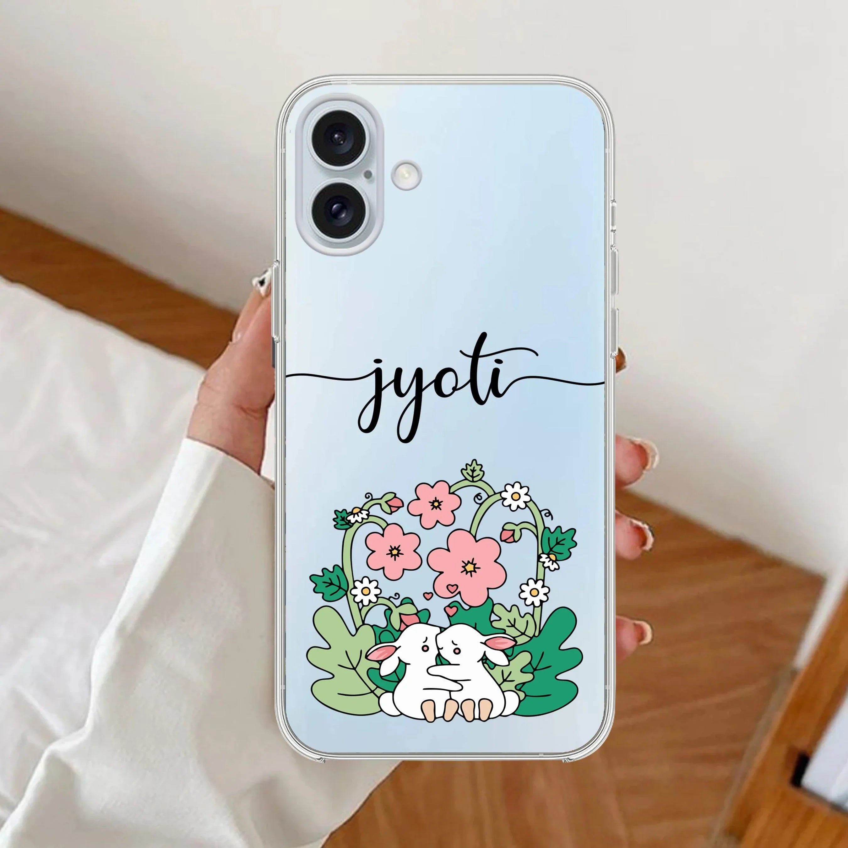 Cute Bunny Customize Transparent Silicon Case V2 For iPhone
