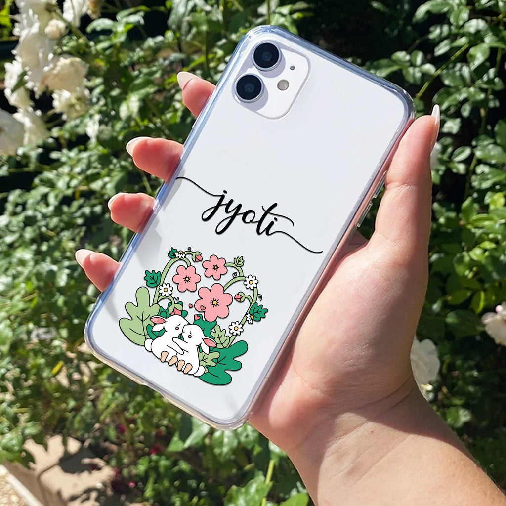 Cute Bunny Customize Transparent Silicon Case V2 For iPhone 13 Pro Max