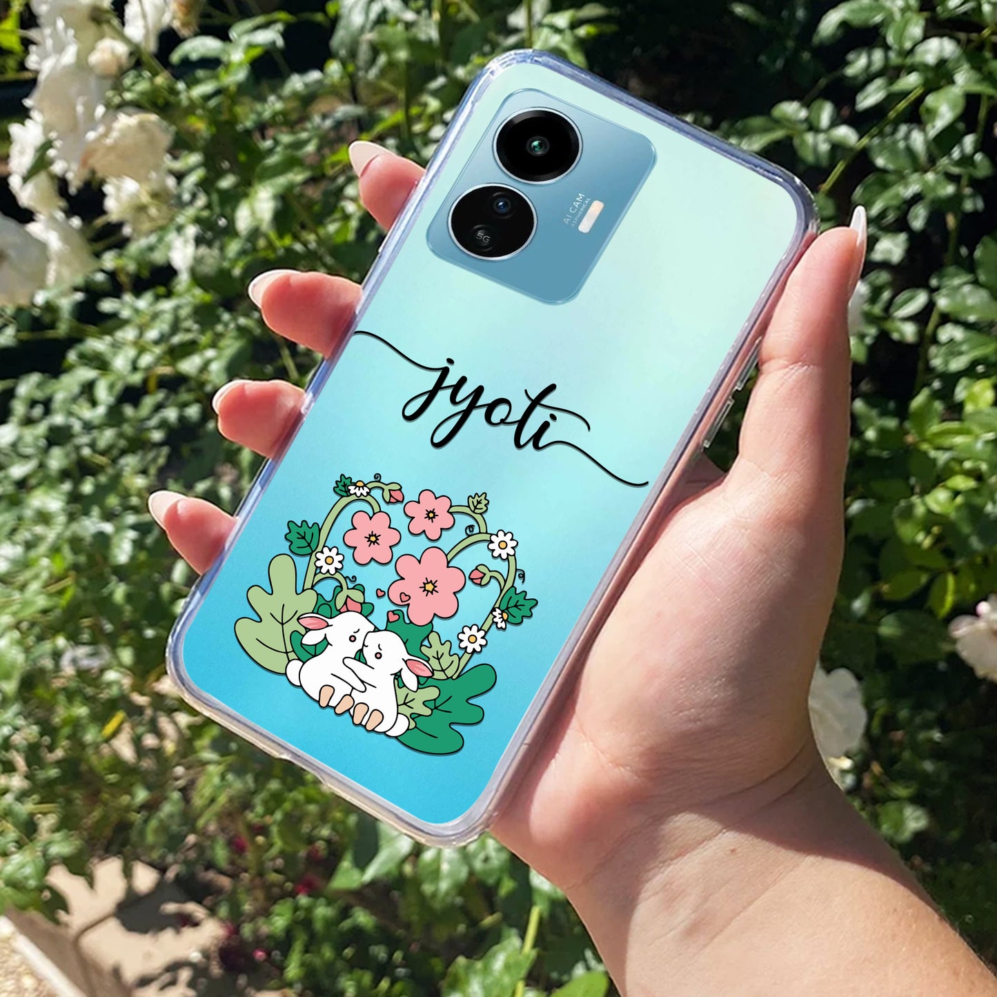 Cute Bunny Customize Transparent Silicon Case V2 For iQOO ShopOnCliQ