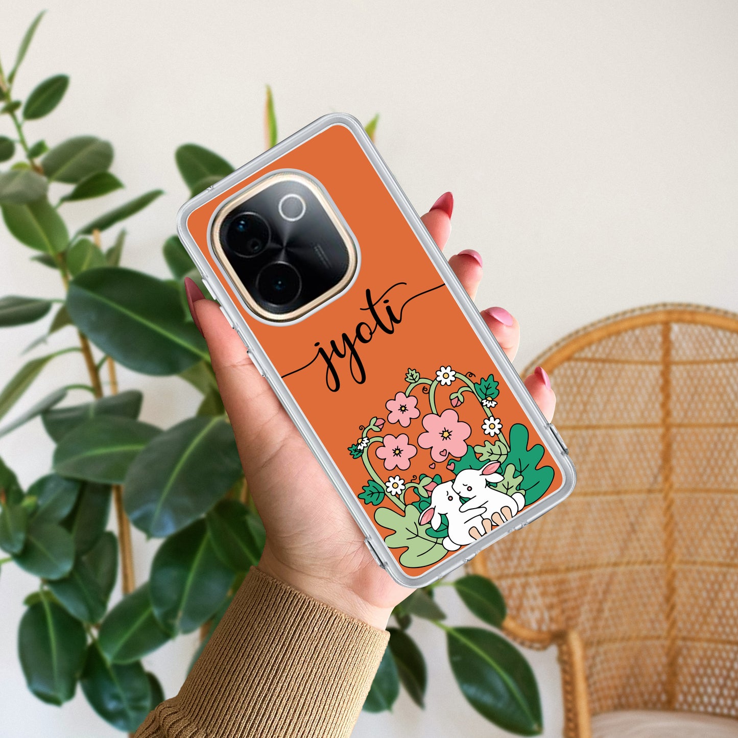 Cute Bunny Customize Transparent Silicon Case V2 For iQOO ShopOnCliQ