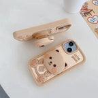 Cute Butter Bear Silicon Designer iPhone Case With Inbuilt Holder - ShopOnCliQ
