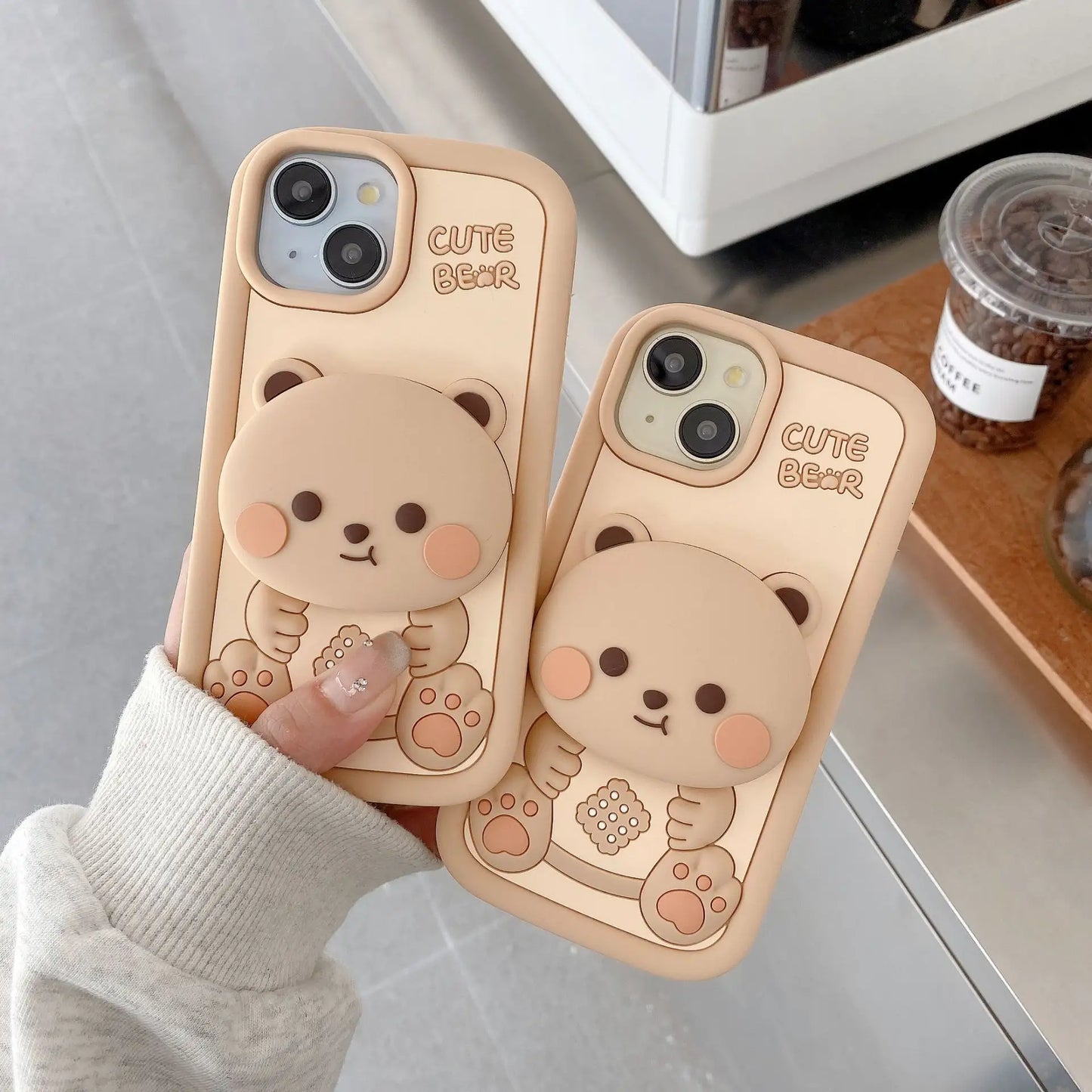 Cute Butter Bear Silicon Designer iPhone Case With Inbuilt Holder ShopOnCliQ