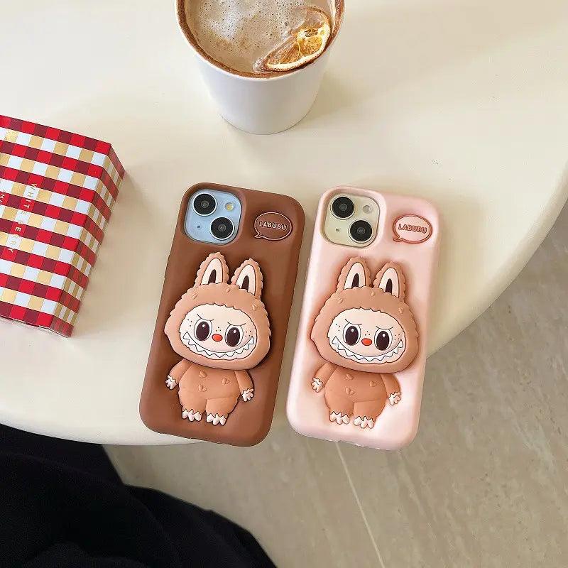 Cute Cartoon 3D Silicone Phone Case with Scalable Holder for iPhone - ShopOnCliQ