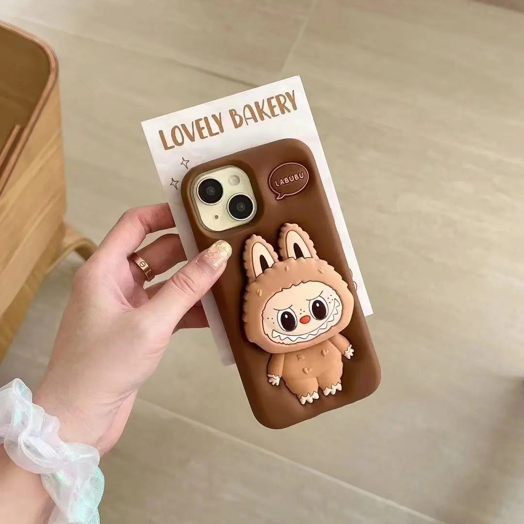 Cute Cartoon 3D Silicone Phone Case with Scalable Holder for iPhone ShopOnCliQ