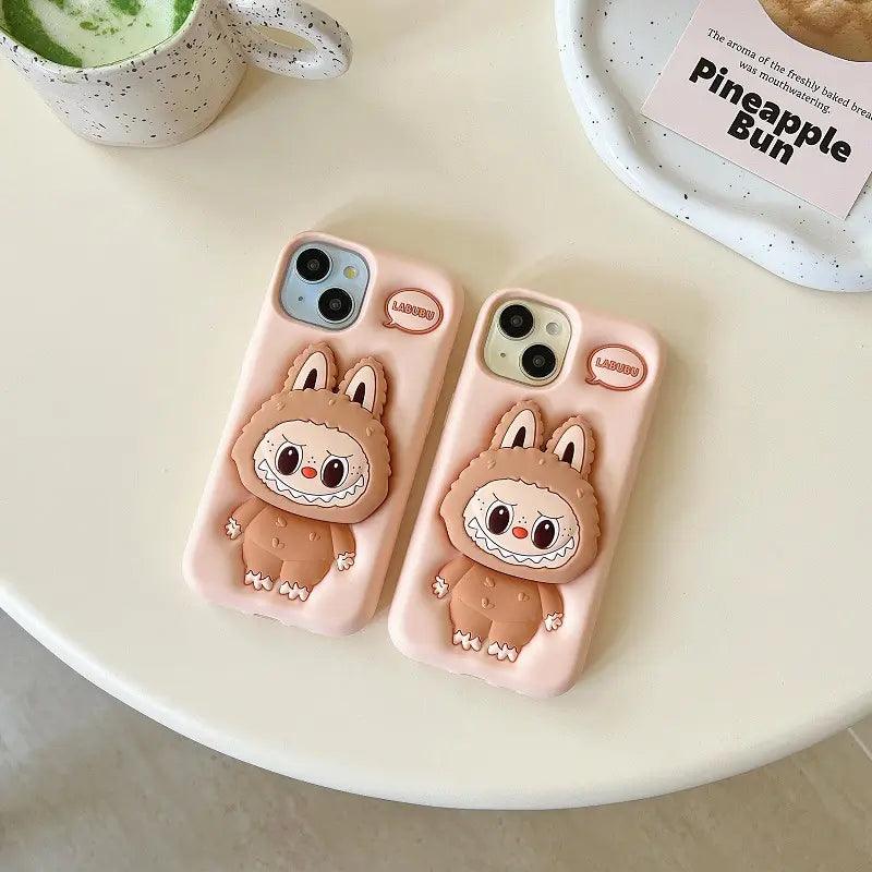 Cute Cartoon 3D Silicone Phone Case with Scalable Holder for iPhone - ShopOnCliQ