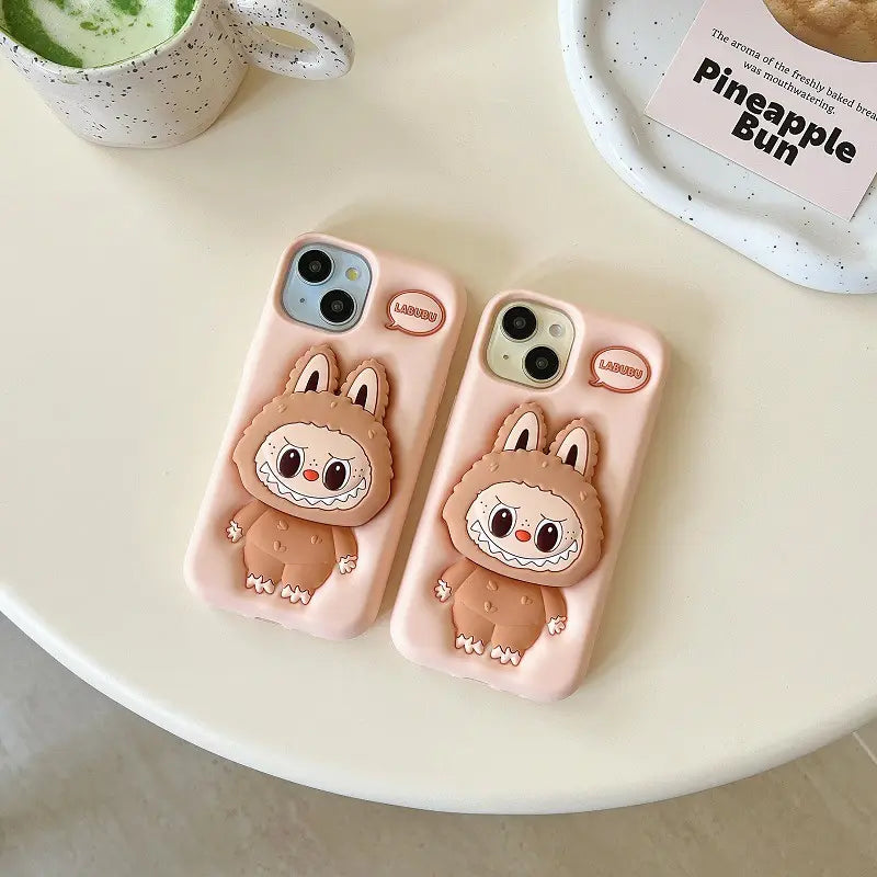 Cute Cartoon 3D Silicone Phone Case with Scalable Holder for iPhone ShopOnCliQ