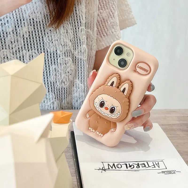 Cute Cartoon 3D Silicone Phone Case with Scalable Holder for iPhone ShopOnCliQ