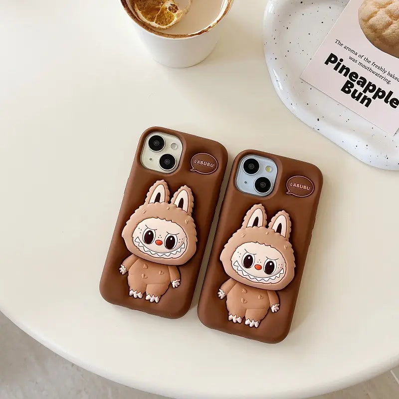 Cute Cartoon 3D Silicone Phone Case with Scalable Holder for iPhone ShopOnCliQ