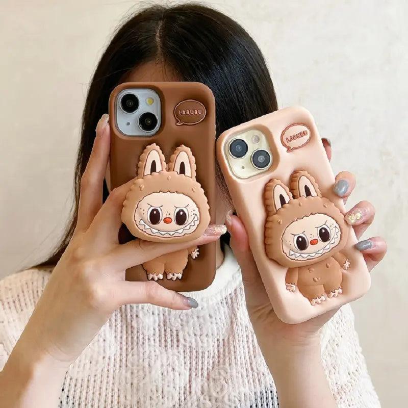 Cute Cartoon 3D Silicone Phone Case with Scalable Holder for iPhone - ShopOnCliQ