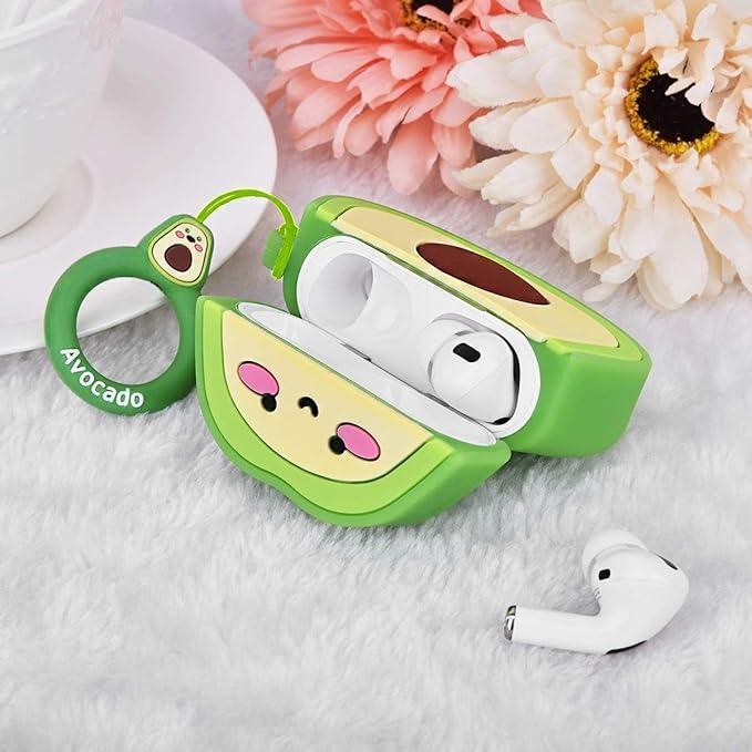 Cute Cartoon Design Case Cover for Apple AirPods Pro 2nd Generation - Shockproof TPU with Keychain - AirPods Pro 2 Protector for Men and Women (Avocado-Green) - ShopOnCliQ