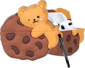 Cute Cartoon Design Case Cover for Apple AirPods Pro 2nd Generation - Shockproof TPU with Keychain - AirPods Pro 2 Protector for Men and Women (Cookie Bear) - ShopOnCliQ